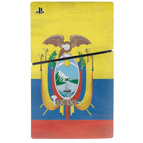 Ecuador Flag Distressed PS5 Slim Digital Edition Console Skin